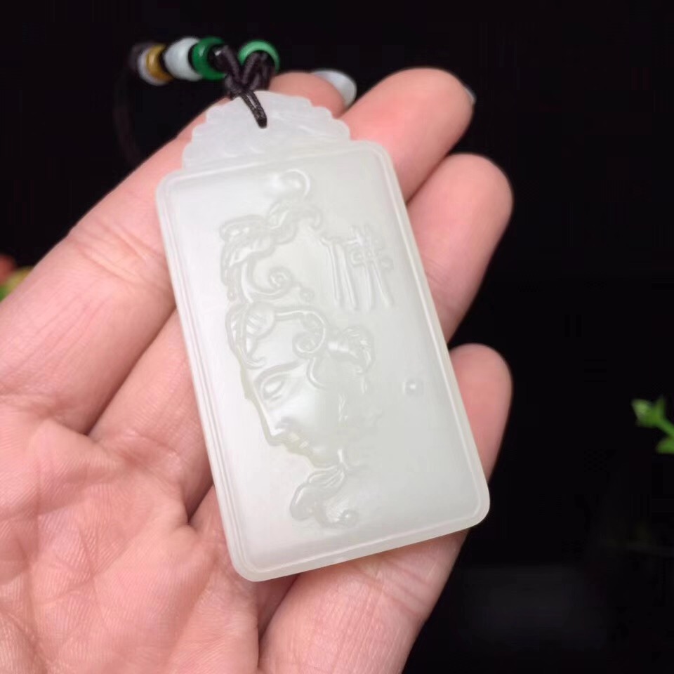 精雕新疆白玉佛字吊坠天然和田玉悟道佛法无边玉坠厂价批发送证书