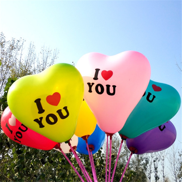 婚庆布置爱心心形love气球 爱情12寸iloveyou气球心形印花气球