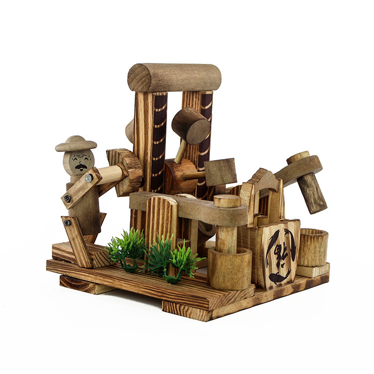 厂家直销 木质仿古手摇动力水车模型创意家居摆件旅游工艺品批发