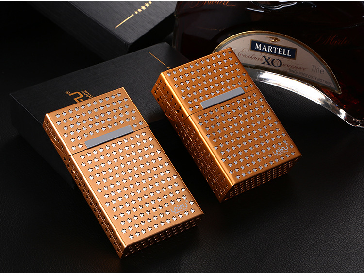 厂家批发铝制细支20支装透亮五星多功能磁化烟盒 可定制