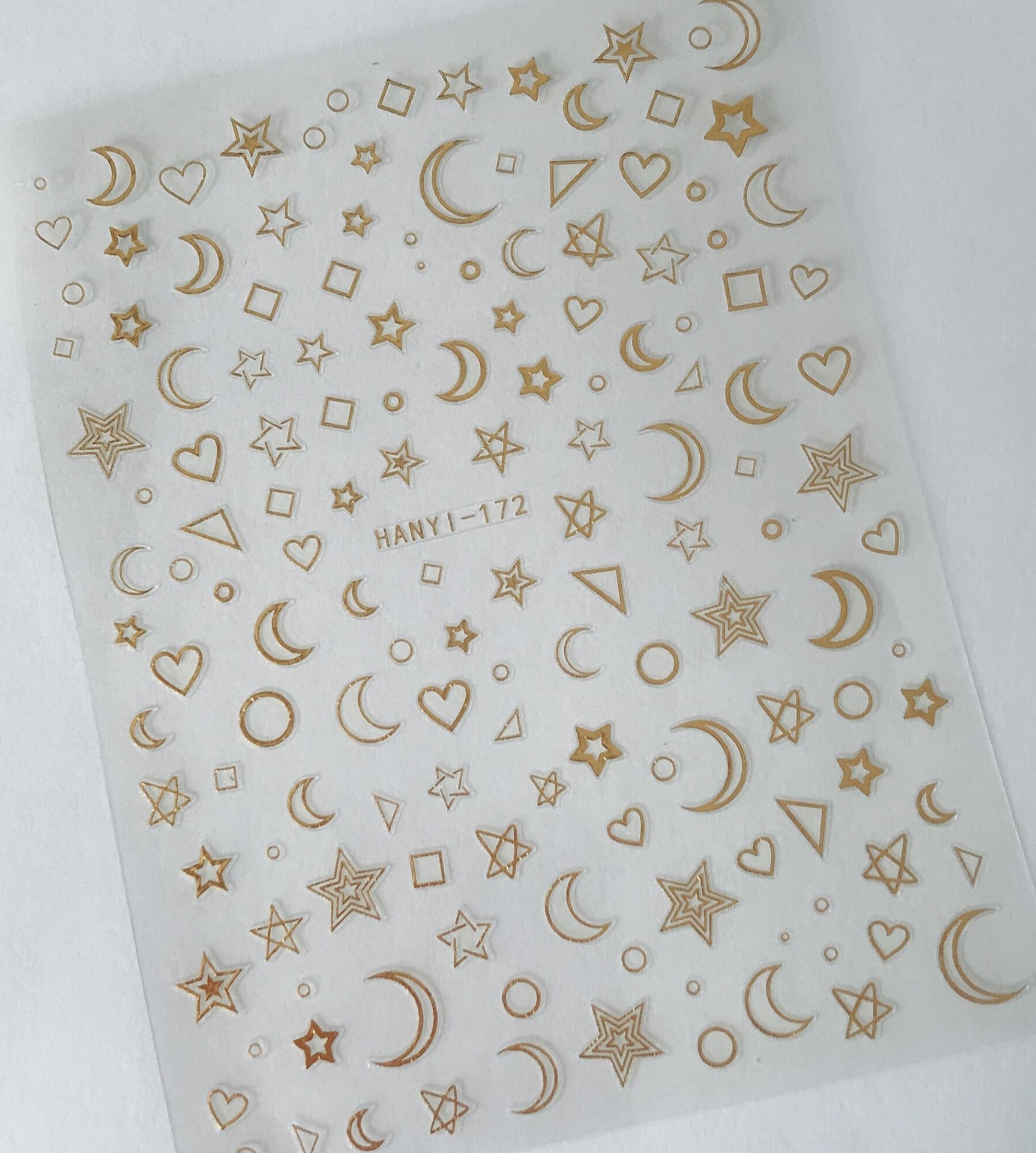 hanyi171-1723d指甲贴花 带背胶 金色星星 月亮 美甲贴纸饰品