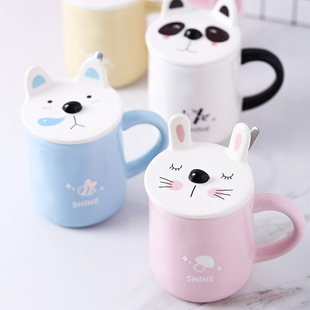 niwawa新品创意动物手机支架陶瓷马克杯情侣可爱陶瓷杯子