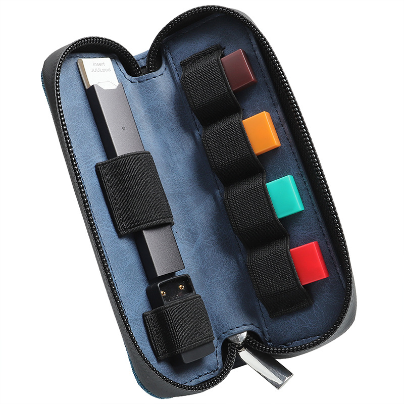 工厂生产直销手持小型款带防水功能布加皮搭配的juul电子烟收纳包