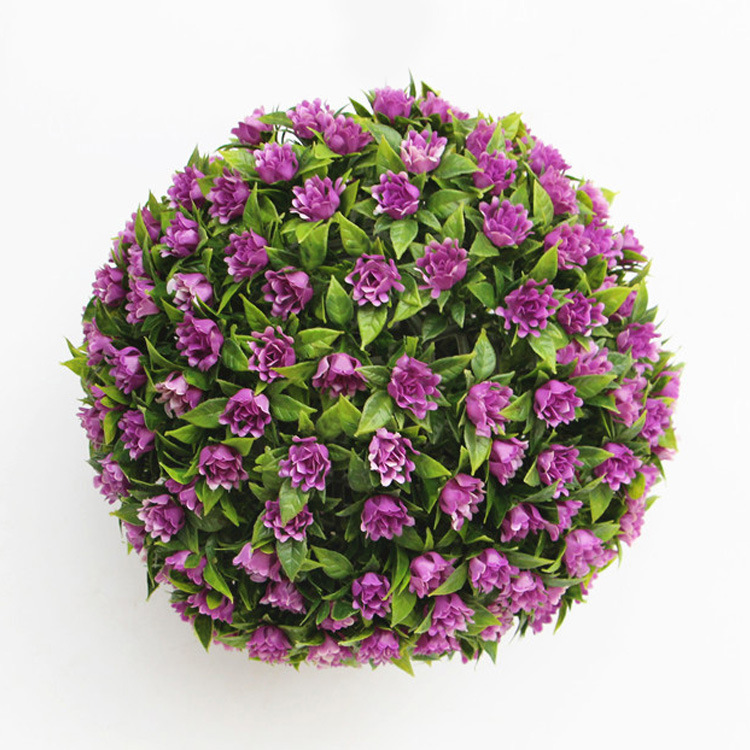 跨境专供仿真紫色玫瑰花球 家居橱窗吊顶装饰塑料草球 假植物草球