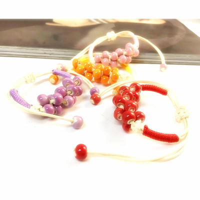 6mm20珠陶瓷珠子手工编织卡通手链 男孩女孩生日葡萄卡通饰品批发