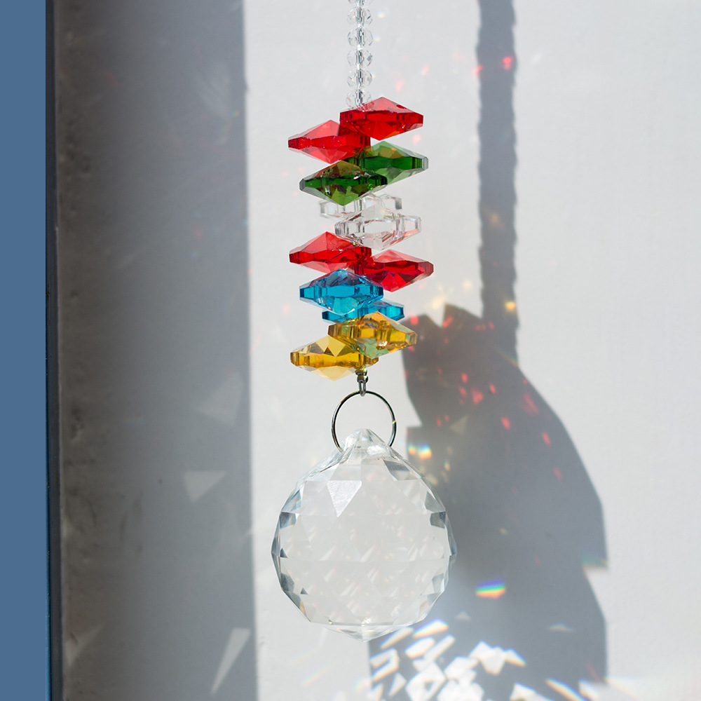 k9水晶灯饰球八角球挂件彩色珠挂饰diy水晶饰品挂饰品挂坠珠帘