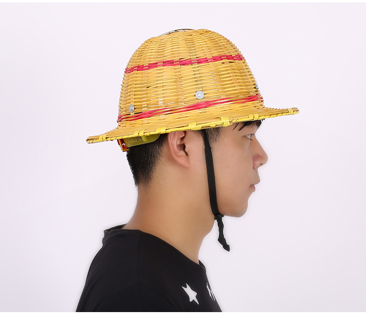 厂家直销竹编手工安全帽防晒竹帽透风夏天安全防护保护帽子
