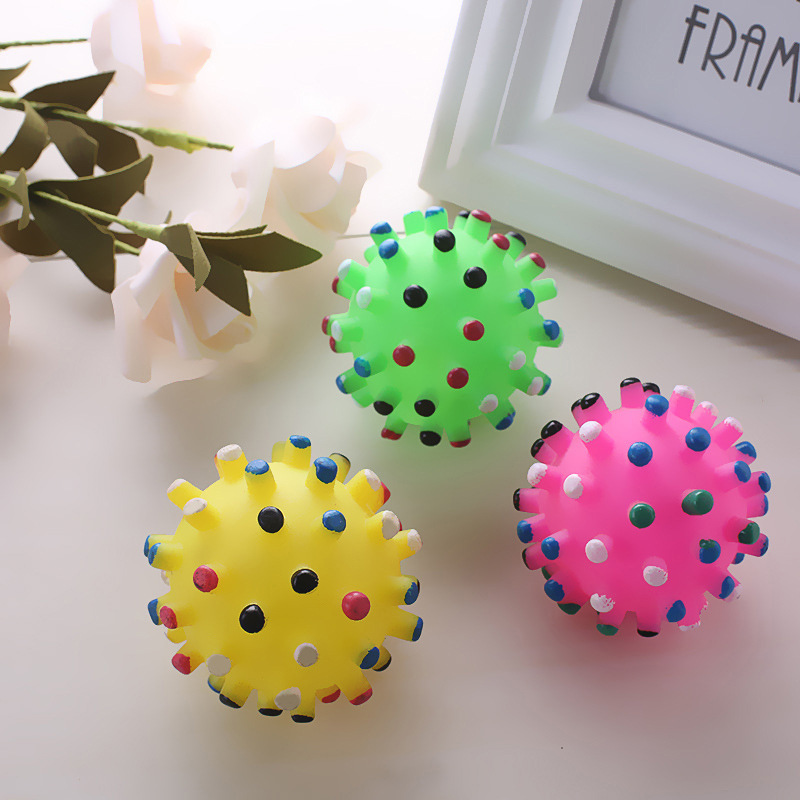 Factory Direct Supply Colorful Voice Vinyl Acanthosphere Pet Dog Molar Relieving Stuffy Bite Resistance Toy Ball in Stock Wholesale