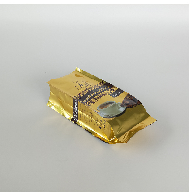 迈宝金色四边封咖啡袋 食品铝箔速溶咖啡豆250g 四边封咖啡包装袋