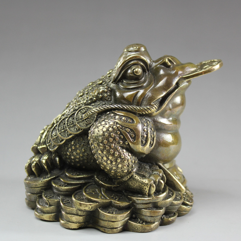 纯黄铜金蟾招财金蝉仿复古玩收藏品铜器工艺品堪舆摆件可古玩批发