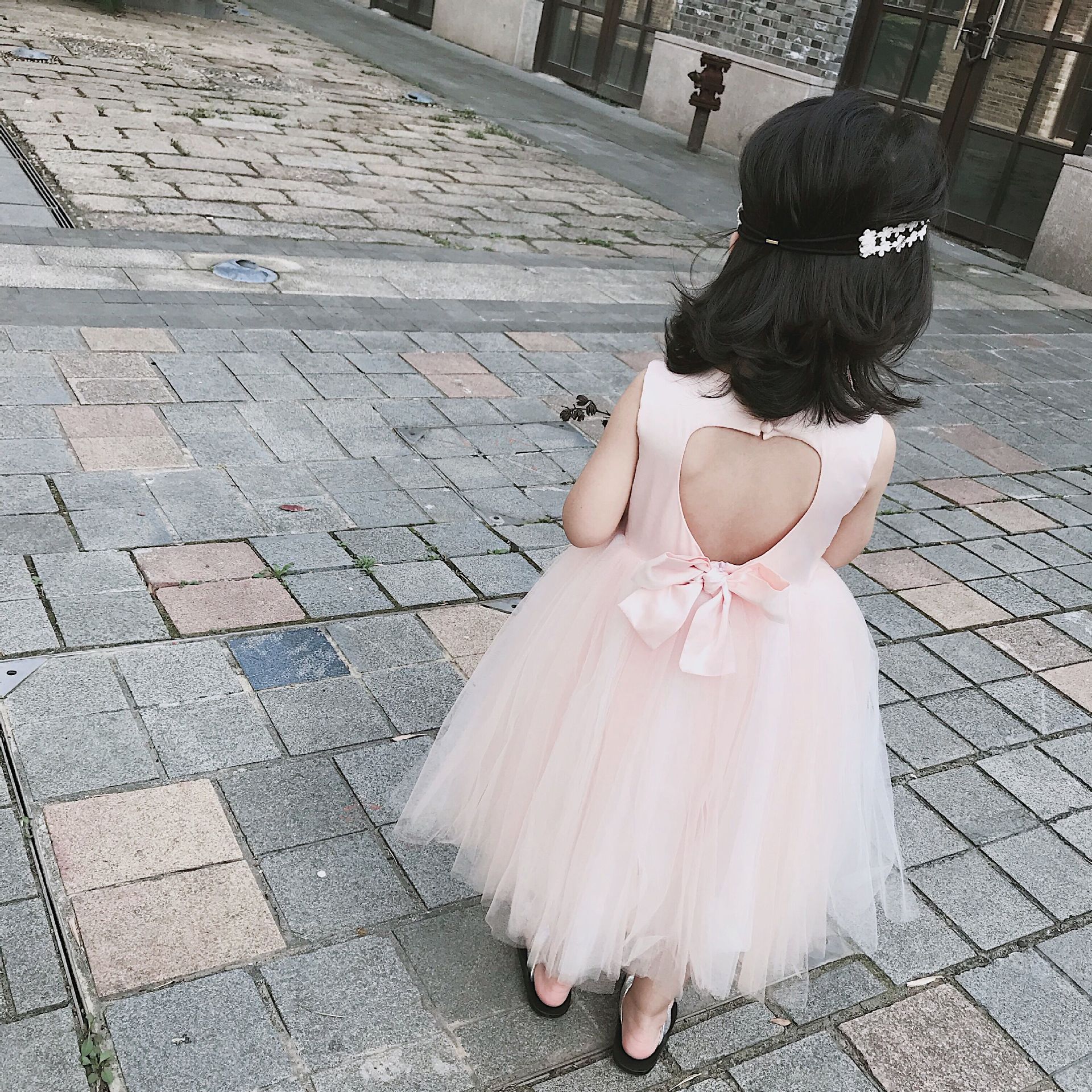 包邮 一件代发 特价47 六一礼服露背爱心纱裙女童公主裙