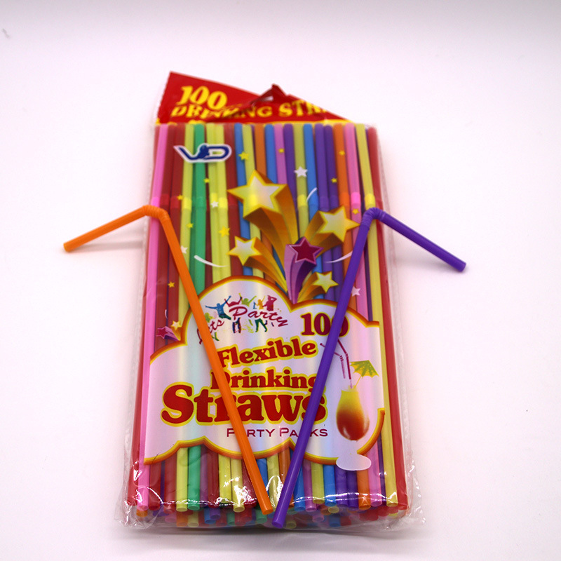 Color Stripes Cola Straw Soybean Milk Beverage Flexible Disposable Plastic Straw