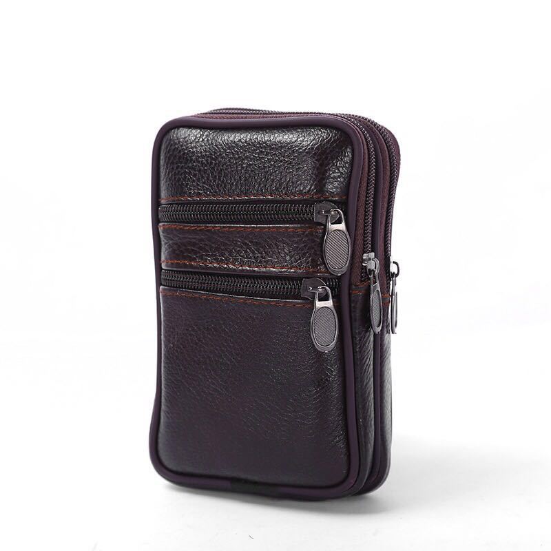 New Stall Supply Wear Mobile Phone Belt Pouch Multi-Functional Cowhide Coin Purse Horizontal Business Factory Wholesale