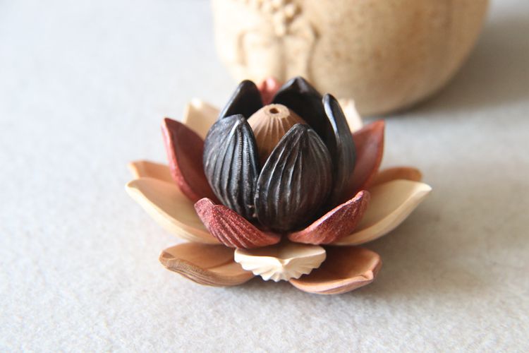 桃木莲花 多层雕刻莲花 手工拼接 多层次莲花 串车挂配件配饰