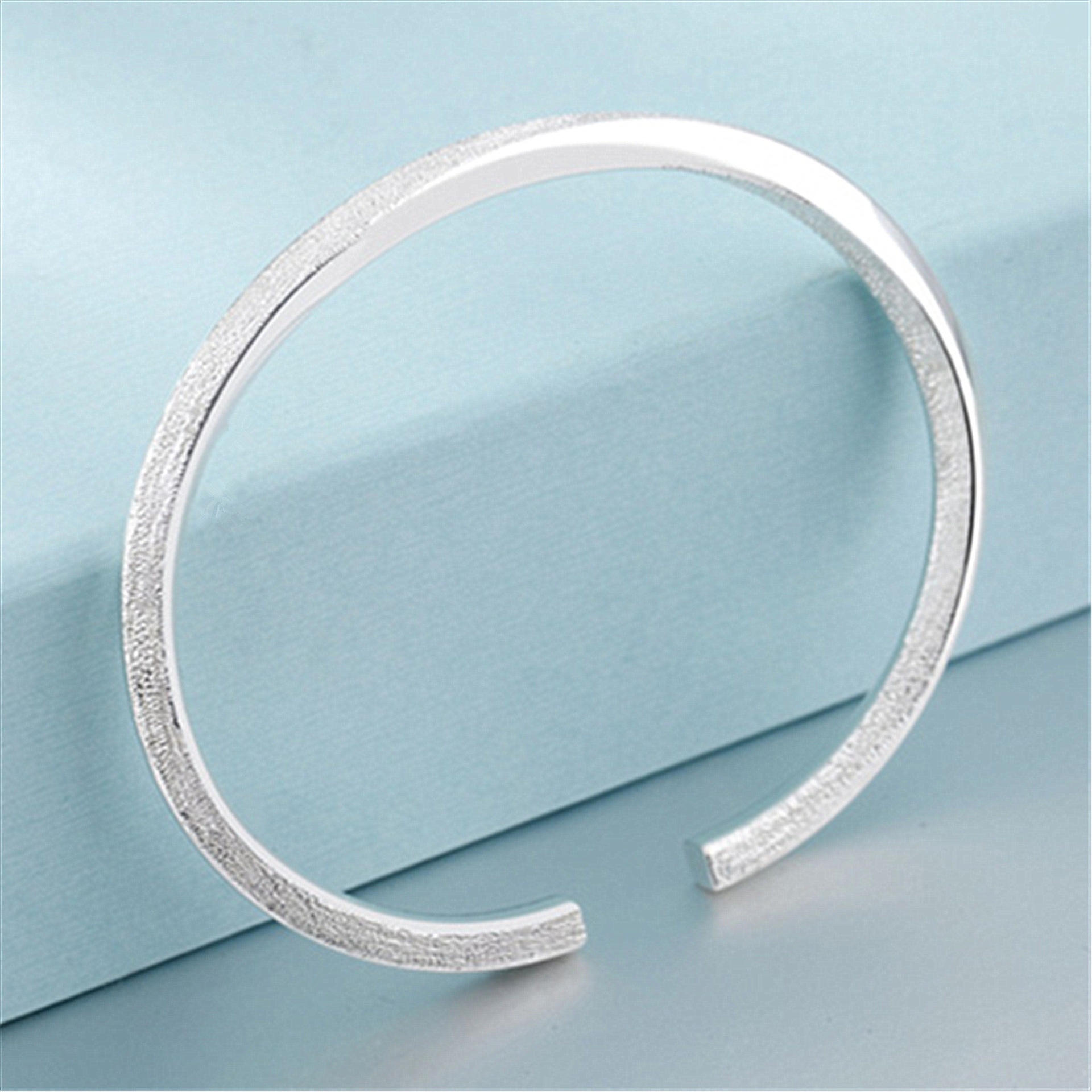 新款999饰品细手镯子女面磨砂银手镯子 日韩精工抛光时尚扭转手环