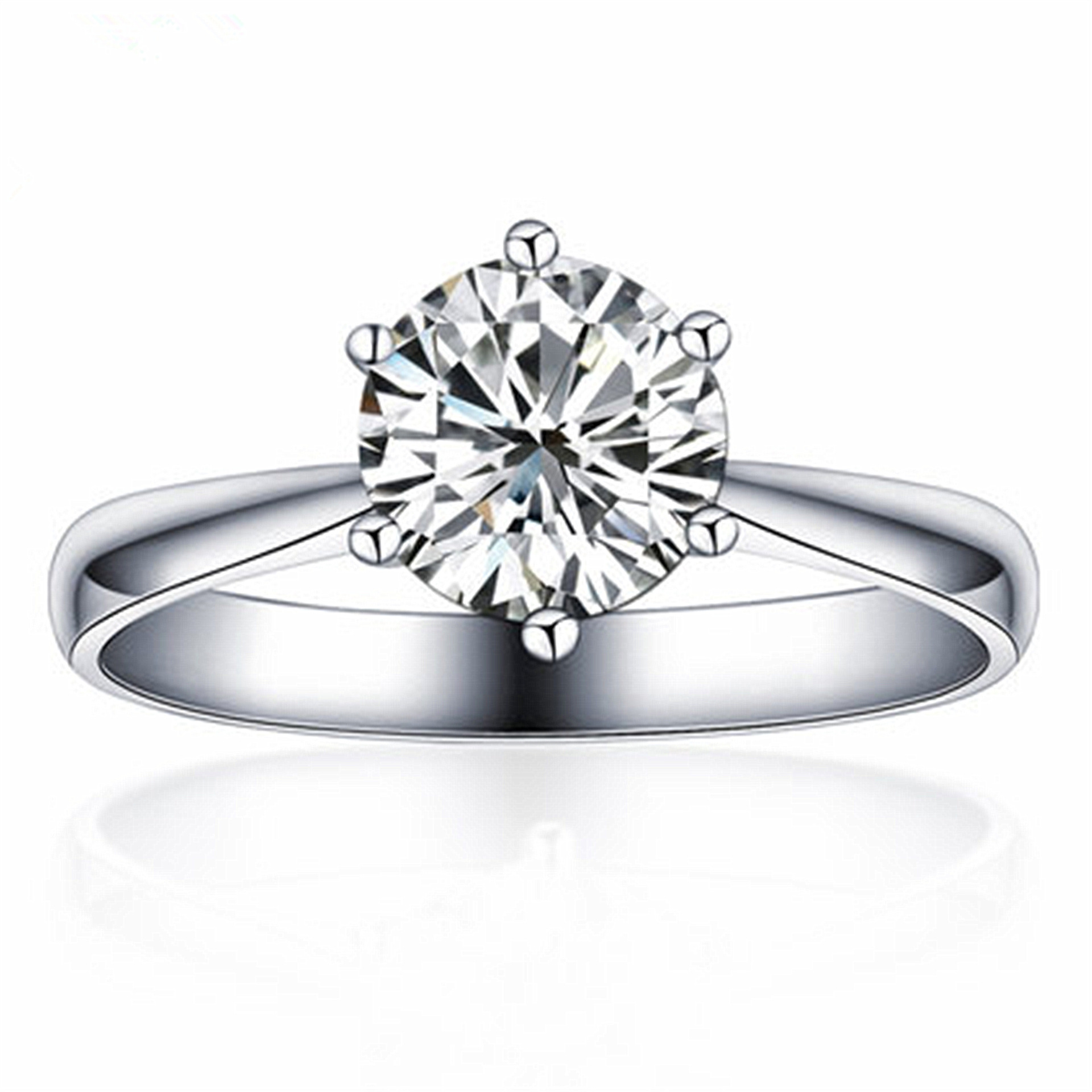 韩版莫桑石钻7m钻求婚结婚镶嵌锆石 六爪戒指开口情侣指环批发