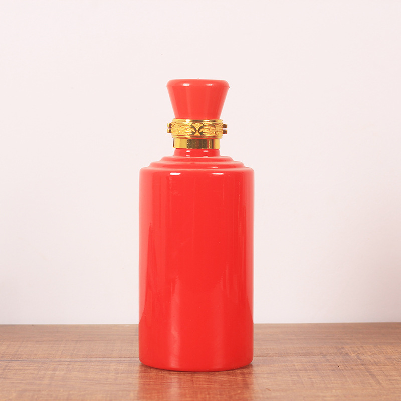 批发婚寿宴喜庆红色玻璃酒瓶喜酒瓶白酒喜宴酒瓶自酿酒瓶现货定制