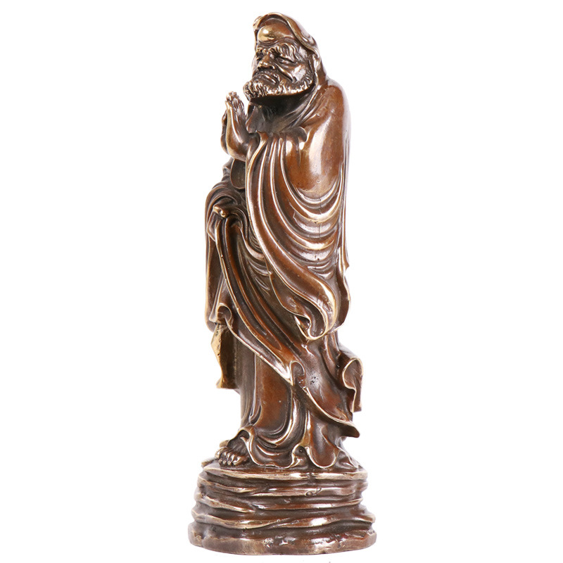 杨铜记 仿古色纯铜达摩摆件 创意家用达摩祖师铜像 佛教佛具用品