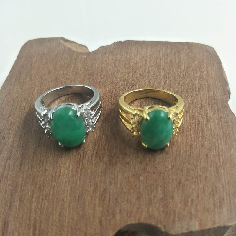 雅玉堂玉器批发金镶玉戒指 韩版镶玉指环 金色银色镶嵌韩玉戒指