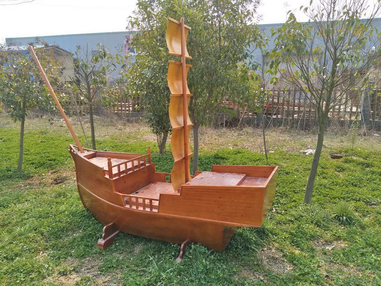 定制大型装饰海盗船 酒店商城景观木船 园林装饰摆设道具船工艺船