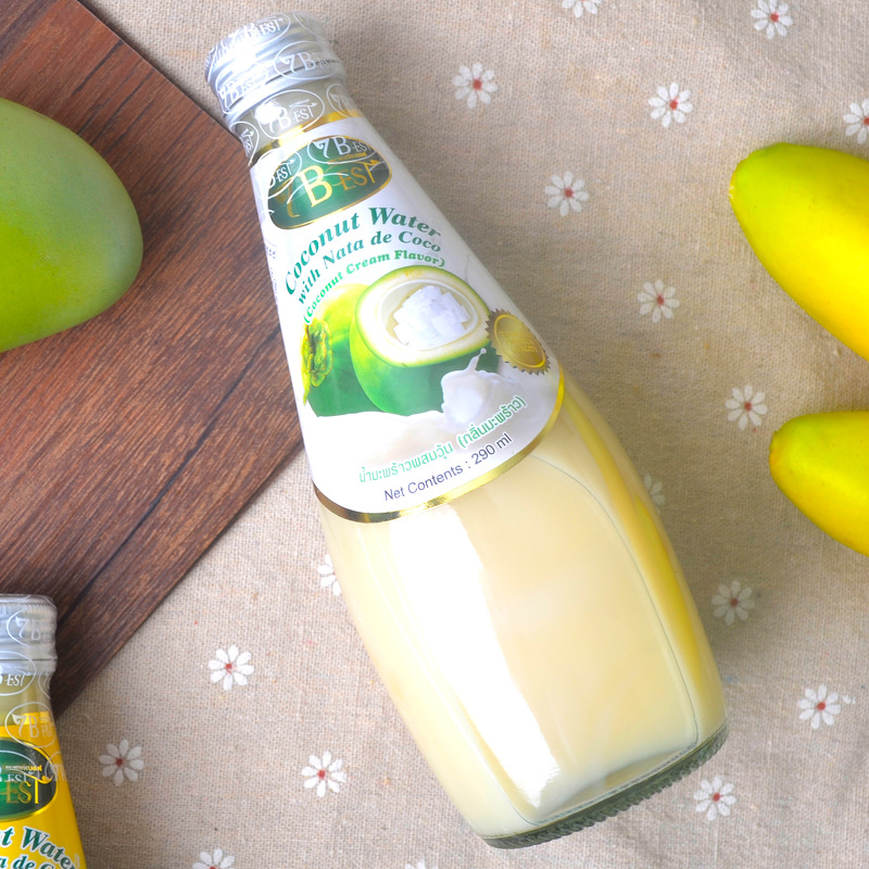泰国进口7best七宝仕椰果椰子汁饮料290ml浓缩果汁饮料批发瓶装