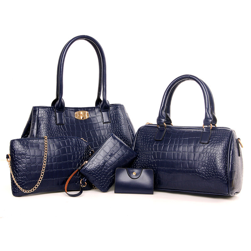 Women's Bag 2022 New European and American Fashion Crocodile Pattern Five-Piece Set Mother and Child Bag Crossbody Shoulder Handbag Factory Wholesale