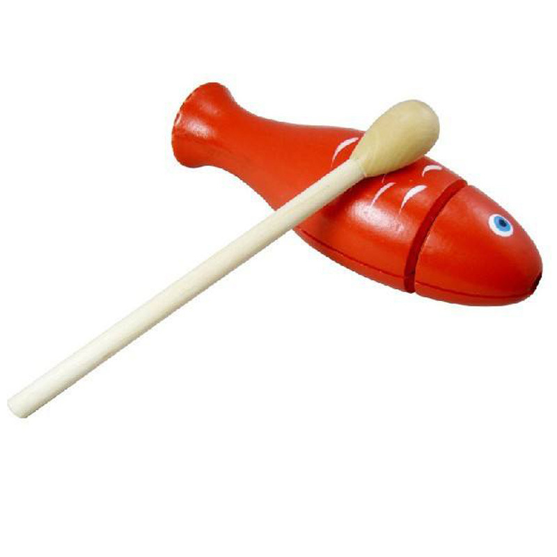 奥尔夫打击乐器木鱼 儿童乐器 早教智能玩具 幼儿木质小鱼梆子