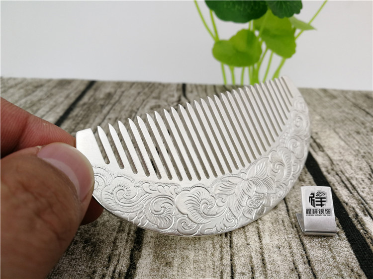 银梳子999纯银云南手工发梳清仓千足刮痧保健送女友雪花熟银梳子