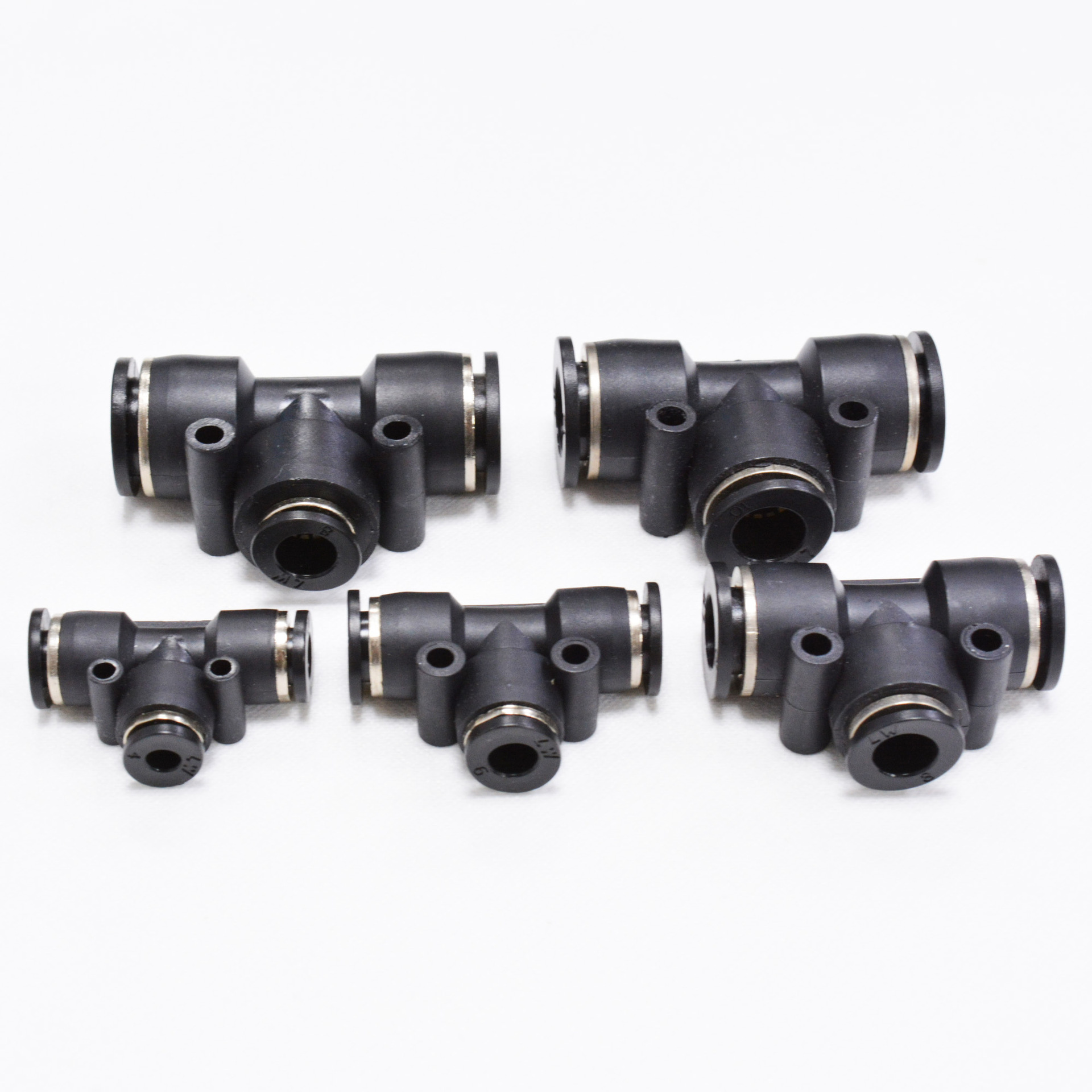 厂家直销快速气管接头peg塑料三通气动快插t型变径全新料黑色精品