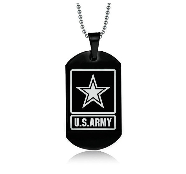 跨境热销 us army 海军陆战队标志项链 男士吊牌 钛钢黑色军牌