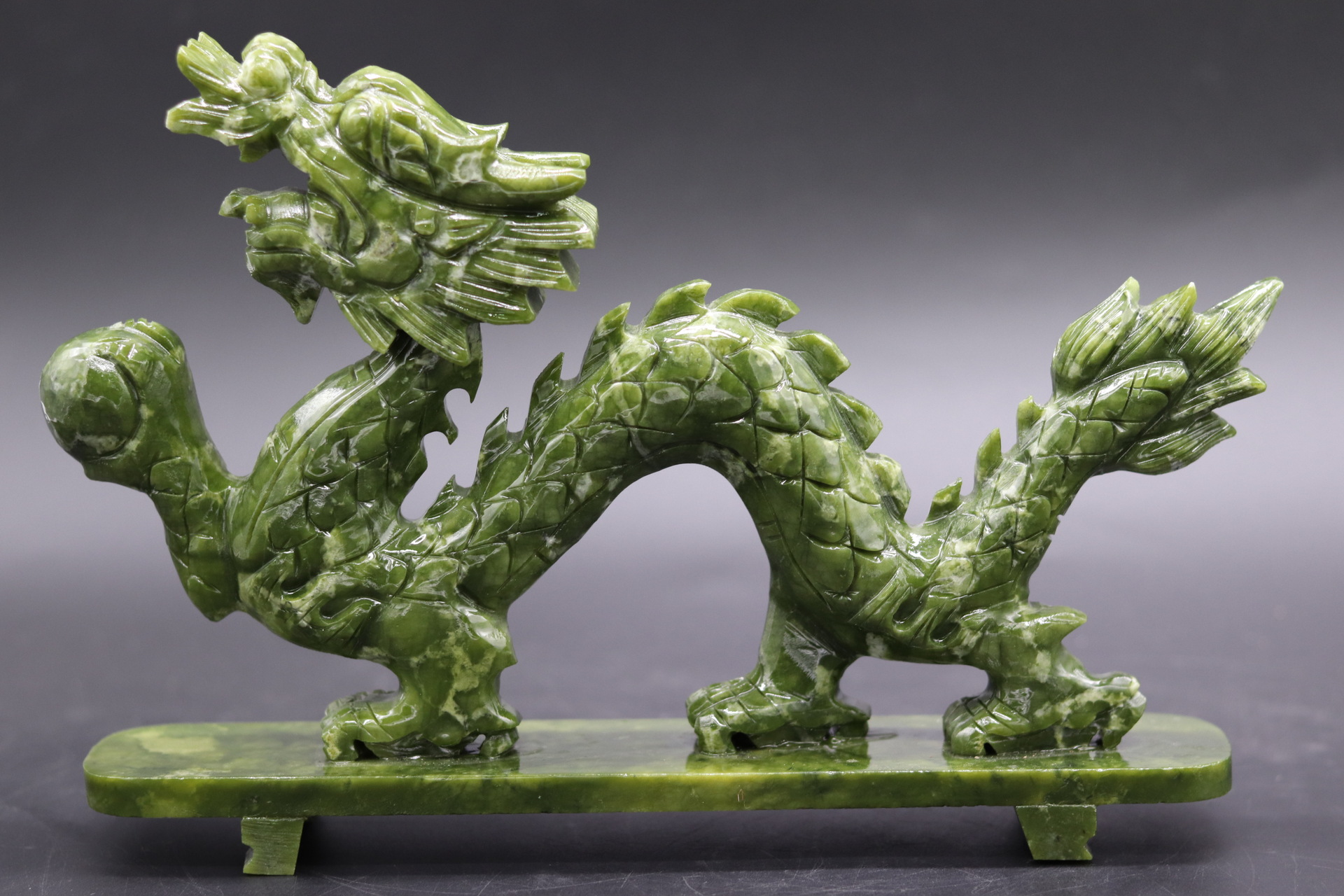 天然南玉青龙摆件工艺品生意兴隆18,28cm长款镇宅招财摆加工定制