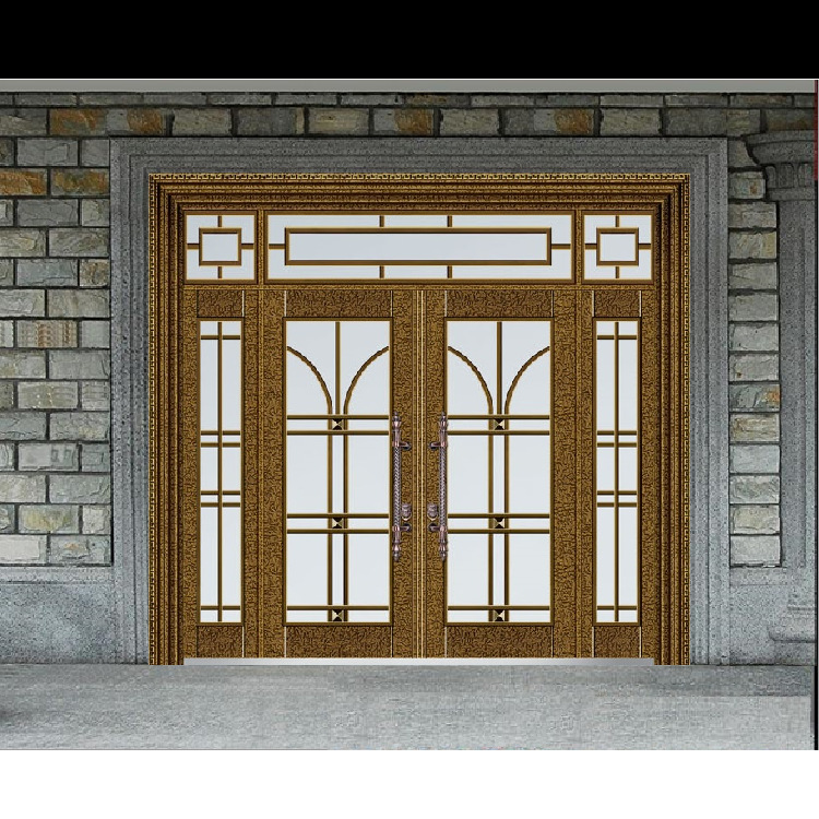 鼎烁豪华客厅安全进户玻璃门 拼接大门 别墅入户子母门防盗非标门