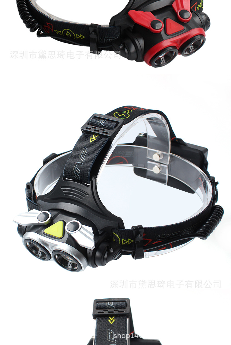 猫头鹰 2t6强光头灯 伸缩变焦usb充电超亮头灯带求救口哨户外头灯