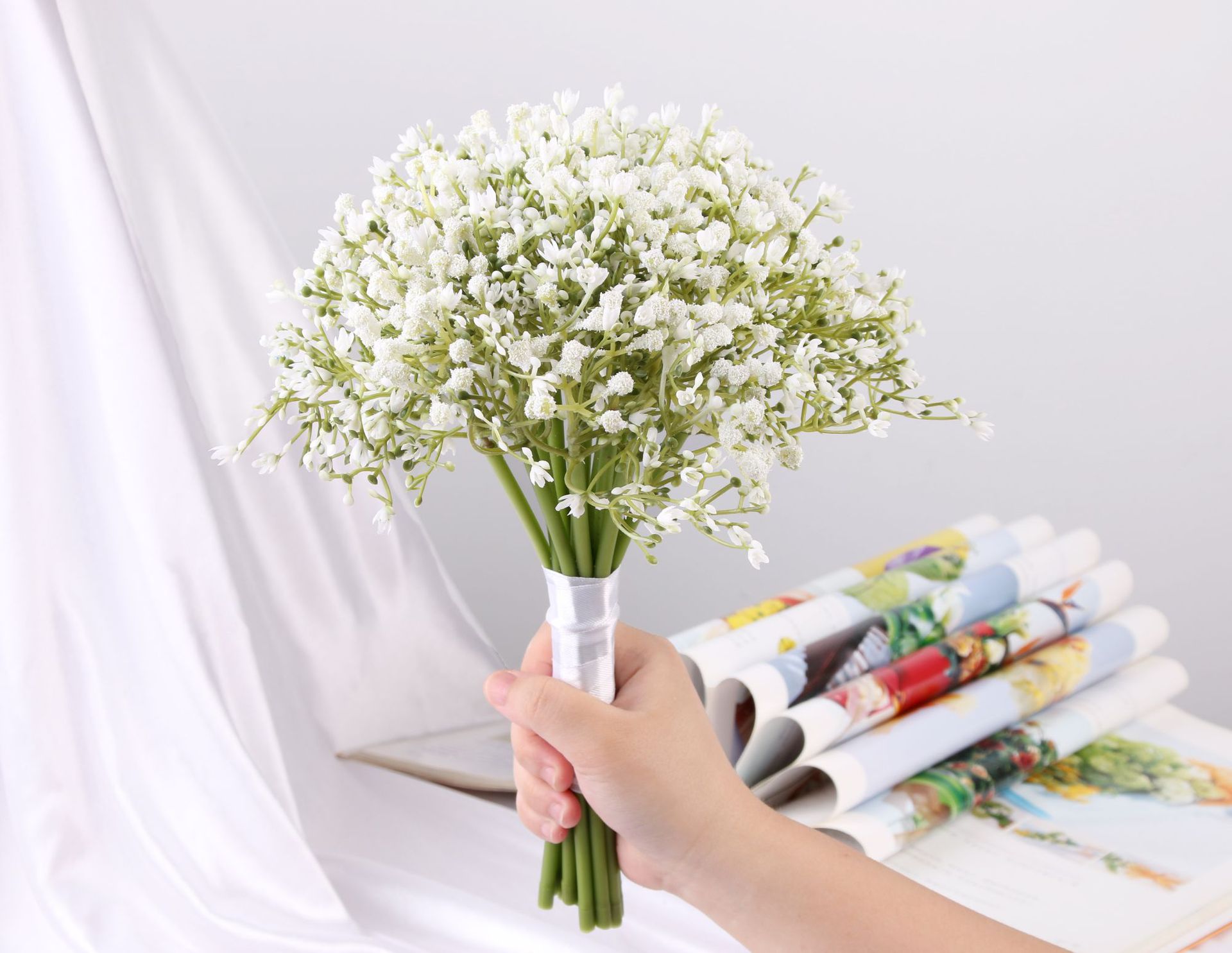 满天星仿真花手捧情人满天星婚庆婚礼花束新娘手捧花厂家批发