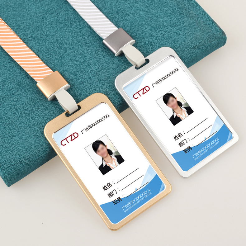 厂家铝合金证件卡套 金属工牌胸卡工作牌胸牌 挂绳纸卡定制