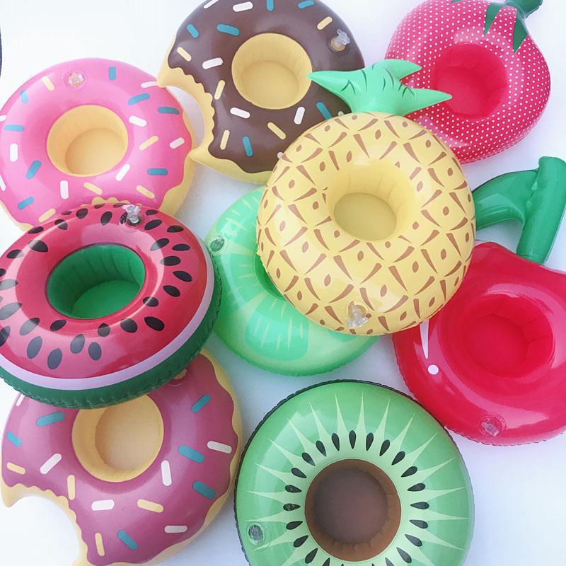 Inflatable Doughnut Cup Holder Pineapple Lemon Watermelon Water Coke Cup Holder Drink Phone Cup Fixed Charger