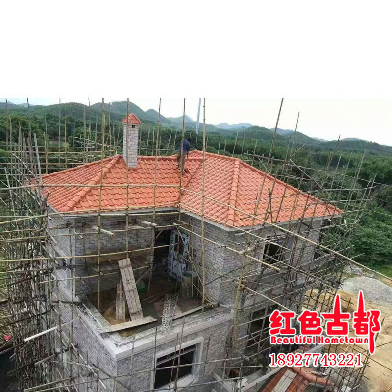 美丽乡村别墅美丽乡村31x31中国红色颜色齐全抗冻陶瓷琉璃西瓦s瓦