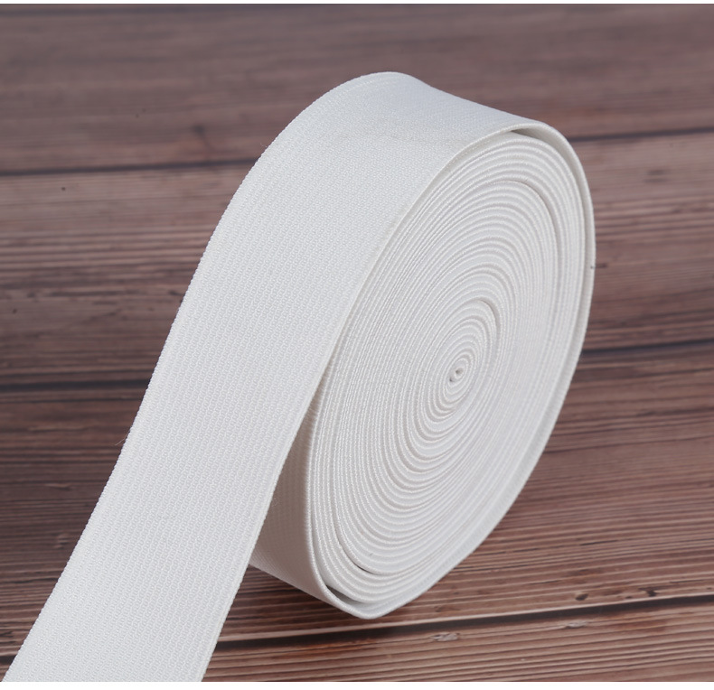厂家直销白色涤纶无梭松紧带橡筋防滑弹力包边涤纶无梭松紧带现货