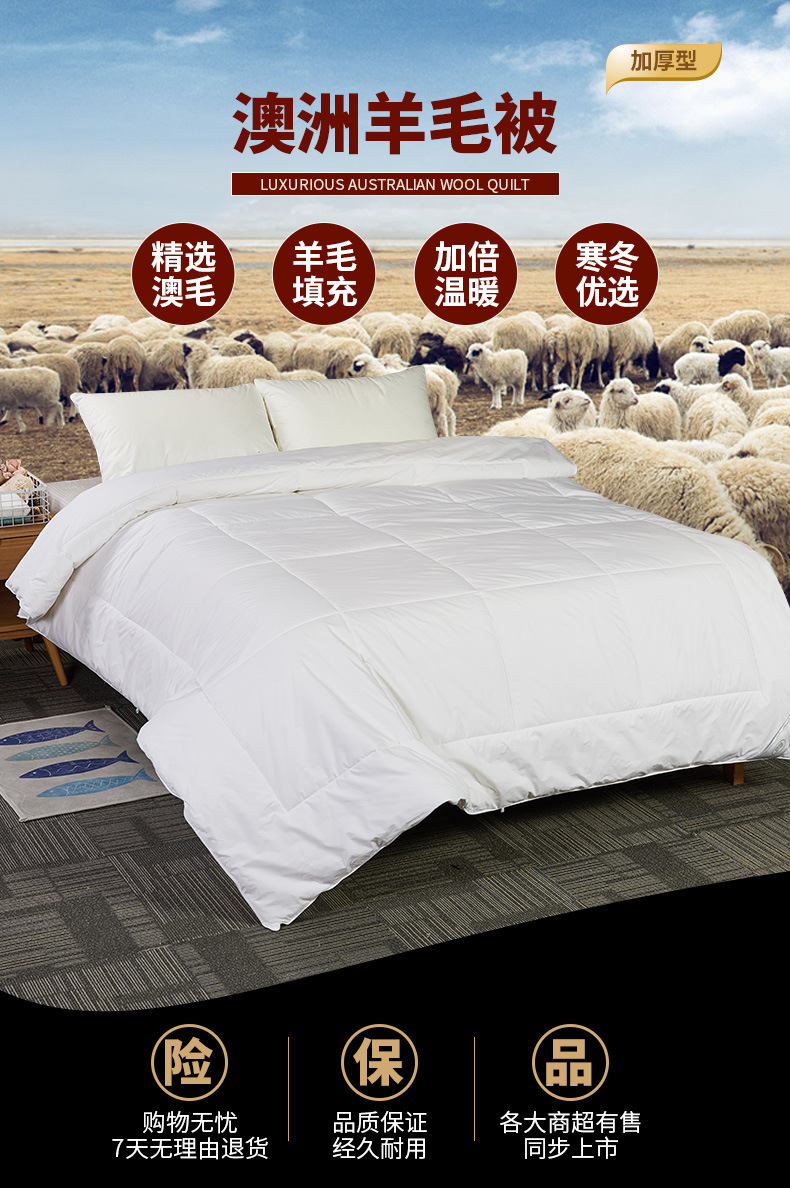 锦佩秋冬加厚澳洲羊毛被 双人被芯被褥 单人被子