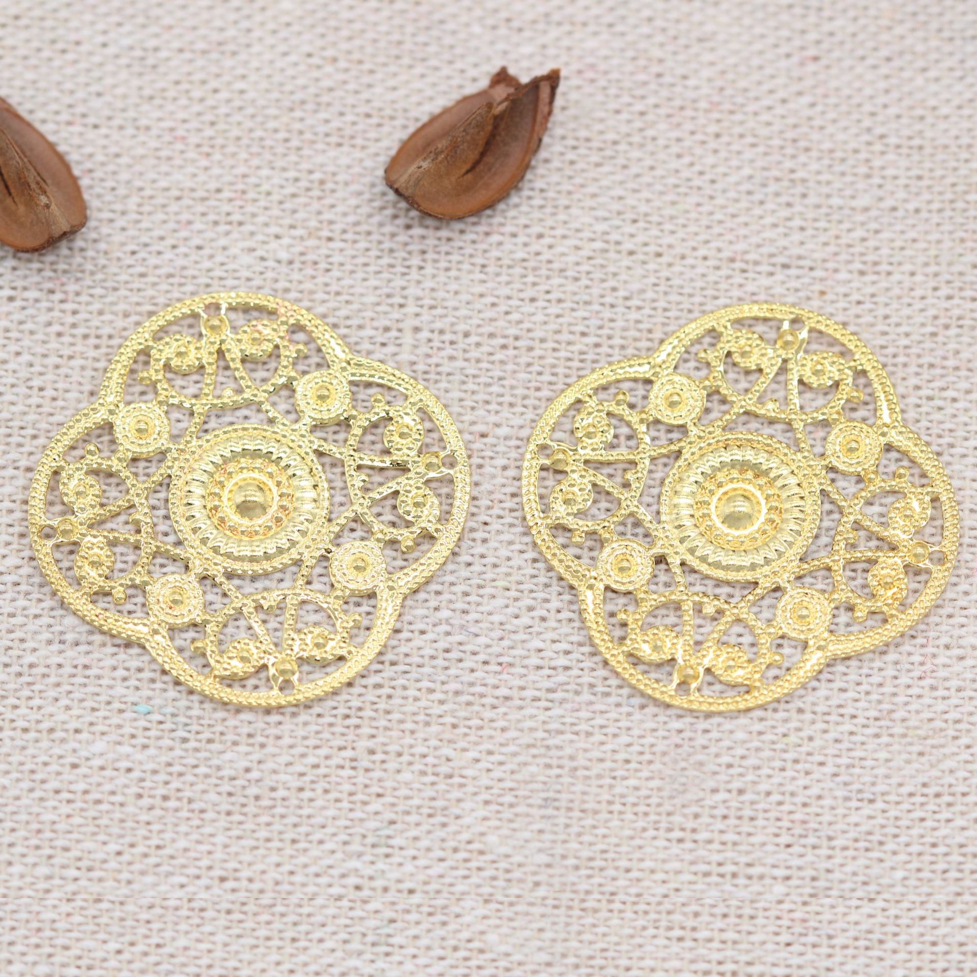 古风饰品配件纯铜镂空花片 中国风花枝铜片 手工材料古装头饰配件