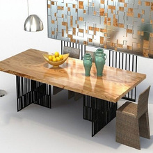 美式工业风实木餐桌 设计师创意铁艺饭桌大型复古洽谈桌餐桌