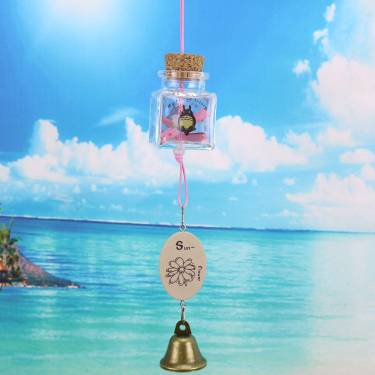 大肚猫玻璃风铃 创意玻璃许愿瓶幸运瓶车内挂饰 门档阳台家居装饰
