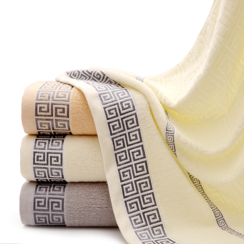 源头工厂万字格浴巾毛巾三件套礼盒装纯棉32股套装礼品定制印logo