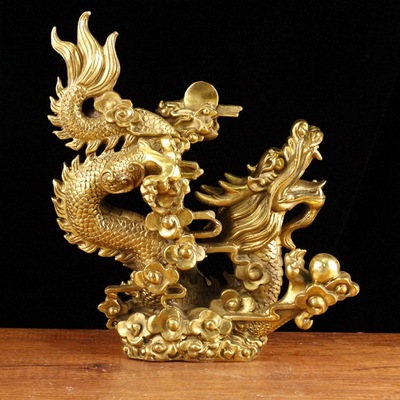 纯黄铜大飞龙摆件铜龙摆设十二生肖龙青龙汉龙家居装饰工艺品礼品