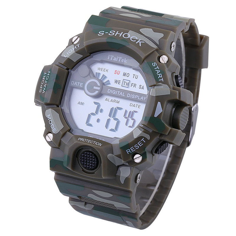 Aitaitek Sports Electronic Watch Fashion Waterproof Electronic Watch Digital Display Watch Camouflage Watch