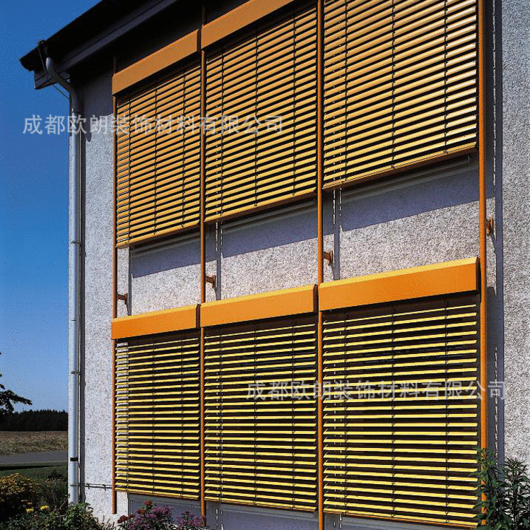 电动铝合金梭形百叶翻板安装采光顶遮阳建筑外墙节能百叶厂家订做