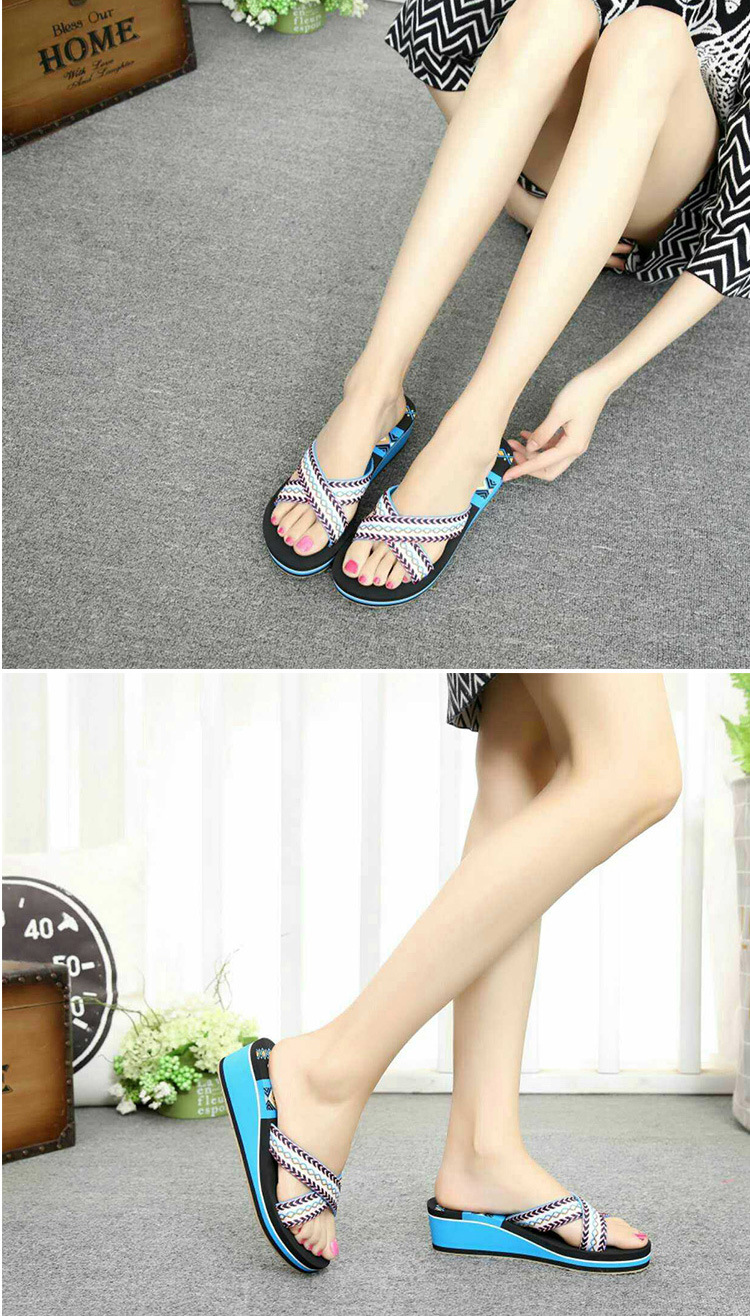 越南平仙拖鞋女凉拖夏季休闲旅游度假高跟坡跟人字拖鞋橡胶底防滑