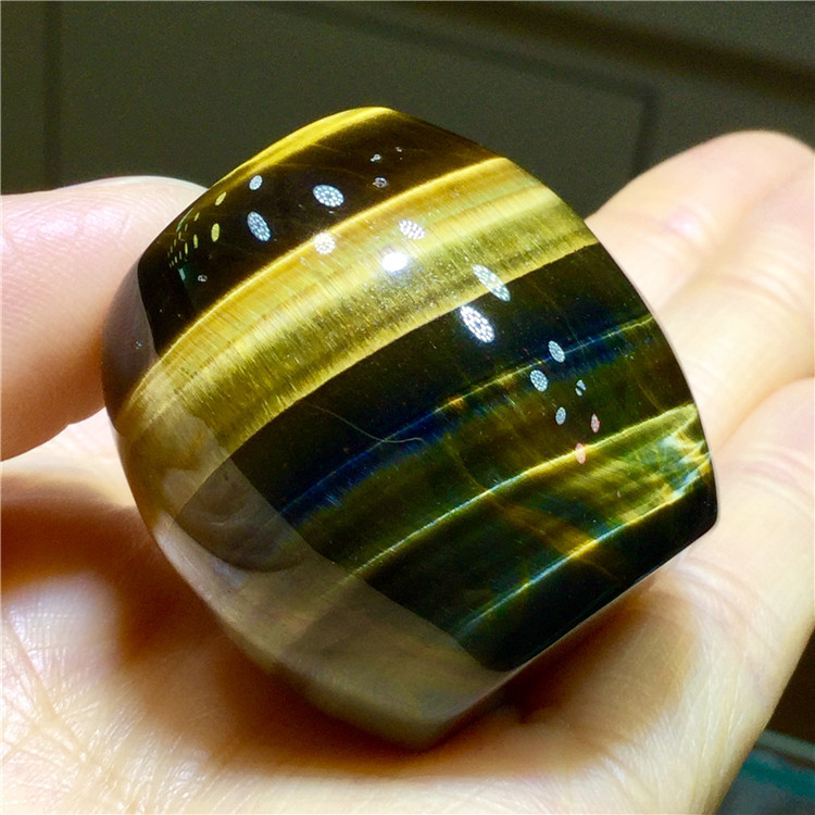 东海水晶 天然虎眼石黄蓝虎眼桶珠路路通吊坠