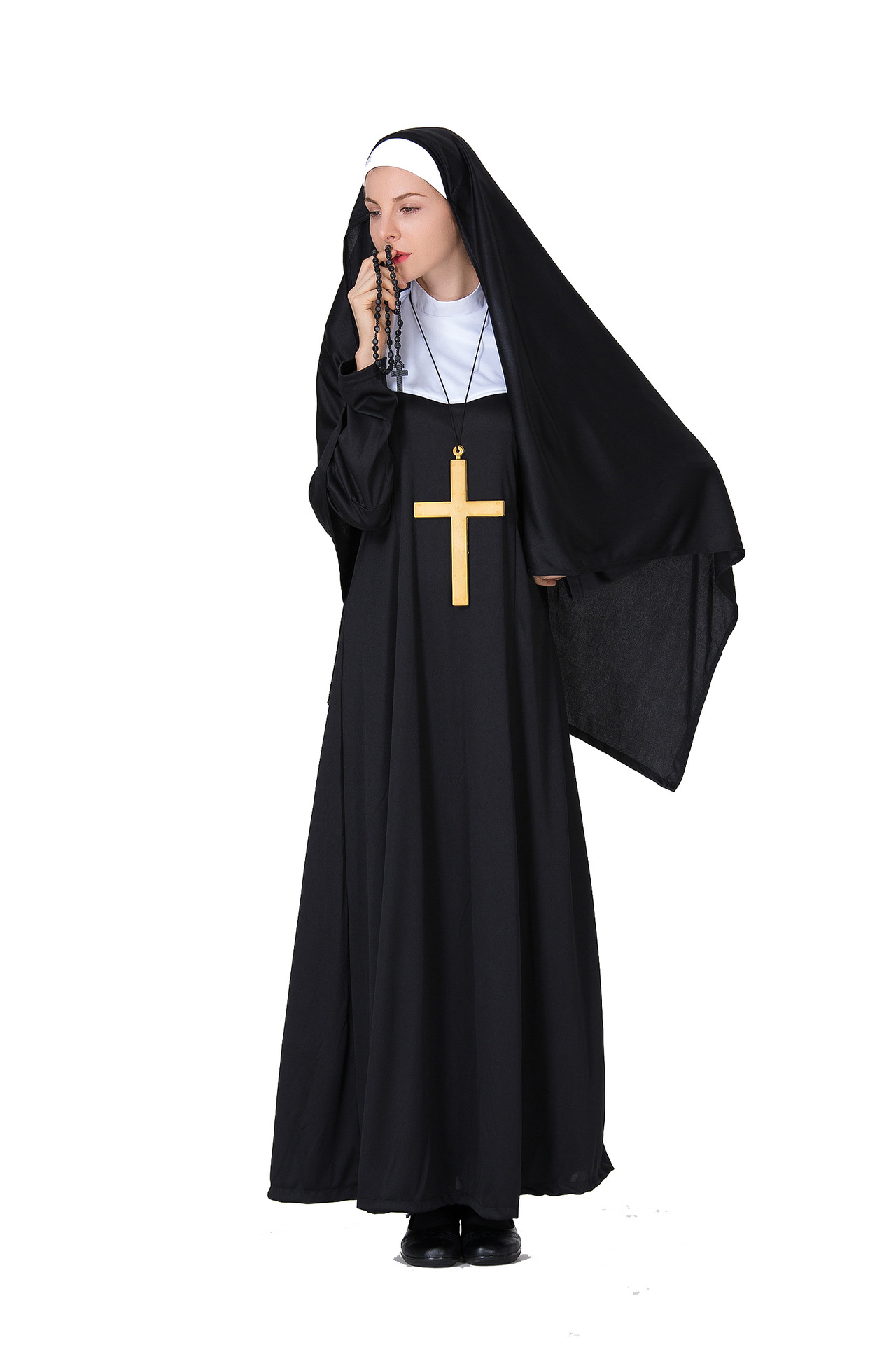 分码万圣节表演服圣母玛利亚服装修女服牧师服装舞会演出服实拍