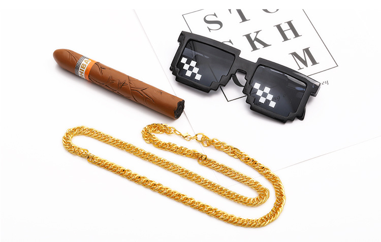 漫韵 个性仿黄金霸气大金链子项链饰品 雪茄玩具装逼神器